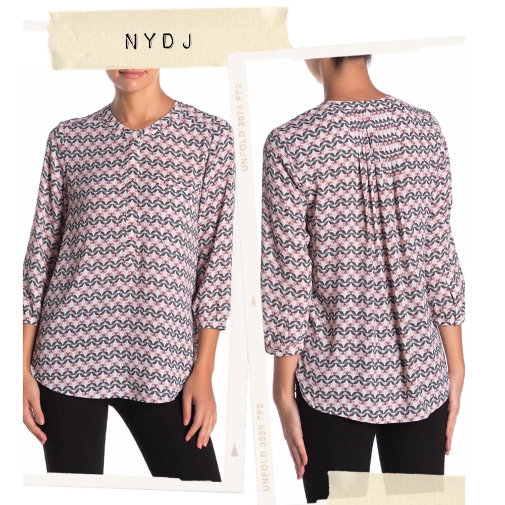 NYDJ Henley 3/4 Sleeve Petite Blouse